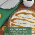 The easiest most decadent pie ever: vanilla ice cream in a NILLA wafer crust drizzled with homemade butterscotch sauce