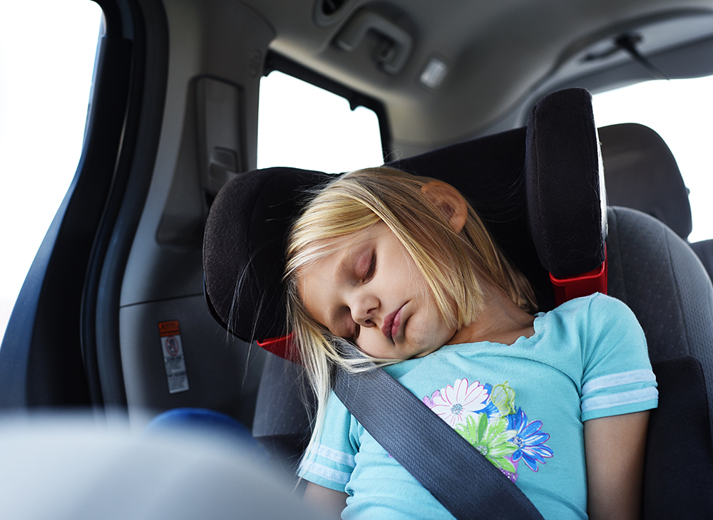 Naps are always a good idea when you're on a screen-free road trip with kids
