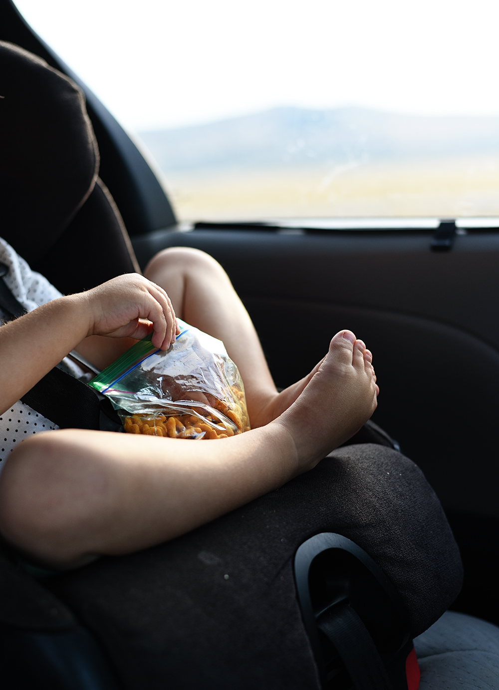 Don't forget the snacks on a screen-free road trip with kids
